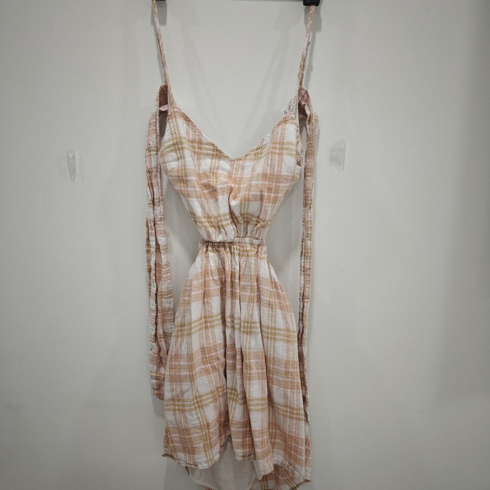 American Eagle Outfitters Plaid Mini Dress in Pink and Cream